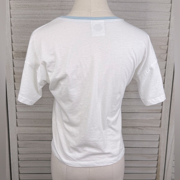 DISNEY "California" Mickey Mouse Surfing Cropped White  T-Shirt-4 - Picture 2 of 2